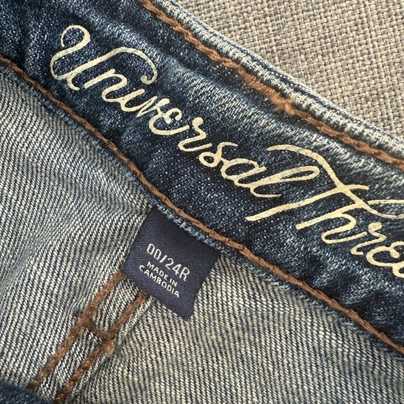 New Universal thread Jean Shorts High Rise 00/24 Buttons Cut off Fringe Cotton B - Picture 5 of 11